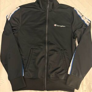 Champion Black Jacket with Blue and White Trim